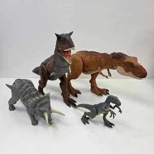 Jurassic World Dinosaur Bundle T-Rex Velociraptor Triceratops & Carnotaurus - Picture 1 of 22