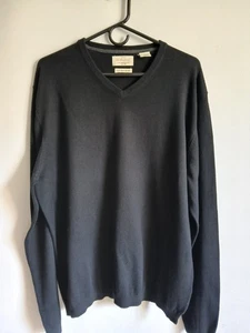 Damen Pullover Wetterfest Vintage Schwarz Baumwolle Kaschmir V-Ausschnitt Gr.XL - Bild 1 von 11