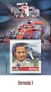 Maldivas - Pilotos y autos de Fórmula Uno 2019 - Hoja de recuerdo de estampillas - MLD190203b - Imagen 1 de 1