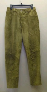 Lanna Henri Bendel womens size 10 olive leather straight leg pants - Excellent! - Picture 1 of 8