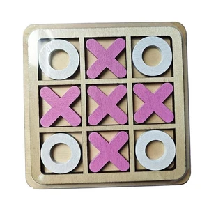 Wood Toe Game Set 5.51inchx5.51inch Hand Crafted Leisure Intelligent Xoxo Chess - Picture 1 of 7