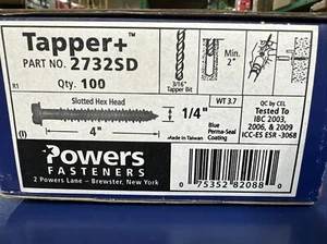 POWERS Concrete Anchr Screw,Stl,4"L,1/4 PK100, 2732SD - Picture 1 of 4