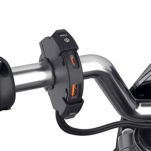 Motorcycle Phone Charger Handlebar Mount QC3.0 &USB-C Charger 12V-24V Waterproof - Picture 1 of 11