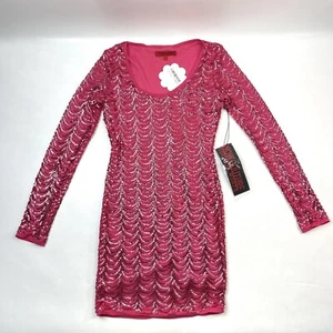 Wow Couture Sequin Pink Shiny Long Sleeve Ring in the New Year Dress Women’s S - Picture 1 of 11