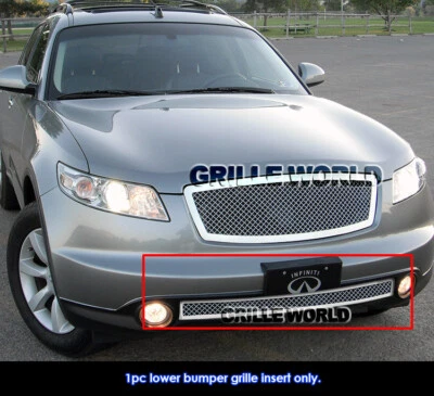 Fits 2003-2005 Infiniti FX35/FX45 Bumper Stainless Chrome Mesh Grille Insert - Image 1 of 2