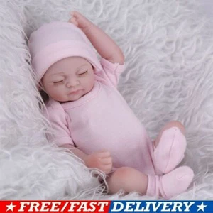 11" Simulation Reborn Baby Dolls Girl Full Body Vinyl Silicone Doll New-born - Picture 1 of 9