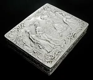 Excellent Antique Continental Silver Box c.1890, 800 Grade, Nicely Detailed - Picture 1 of 12