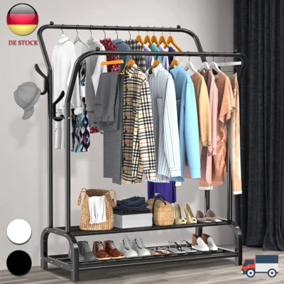 LONENENSSL Klappbar Schwerlast Kleiderständer Garderobenständer mit Schuhregalen