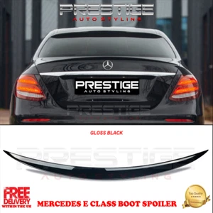 FOR MERCEDES E CLASS W213 SALOON C63 STYLE BOOT SPOILER LIP GLOSS BLACK 2016+ - Picture 1 of 11