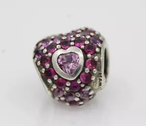Chamilia Bead Sterling Silver Pink Heart in Heart Slide Charm 2025-0674 - Picture 1 of 11