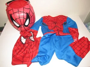 Spider-Man Suit And Bucket Halloween Costume + Mask Toddler Boys Sz XS 2-3T NEW - Picture 1 of 6