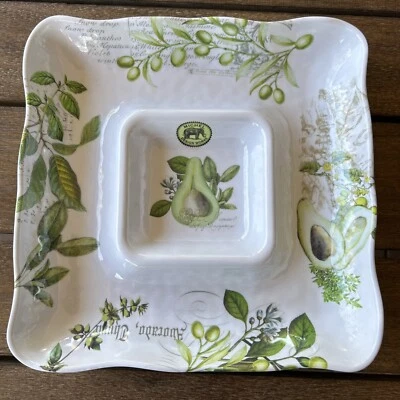 Michel Design Works Melamine Chip and Dip Platter Avocados Olives New - Image 1 of 4