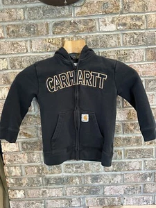 Carhartt Full-Zip Spellout Hoodie BOYS Size 7 Black Hooded Kids Youth - Picture 1 of 10