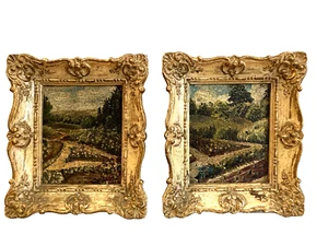 Two Miniature framed oil paintings of country scenes - Picture 1 of 6