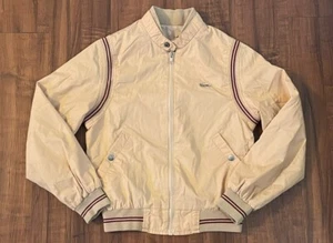 Vintage 80’s Izod Tan Retro Red Stripe Softshell Kids Bomber Jacket Juniors 10 - Picture 1 of 8