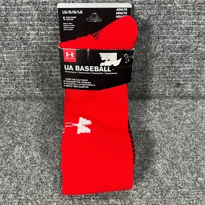 Under Armour Socks Adult Size Large Red Baseball New in Package - Image 1 of 4