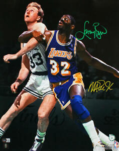 Larry Bird / Magic Johnson Autographed 16x20 FP Spotlight Photo-Beckett W Holo