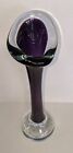 Vintage Hand Blown Glass Vase Purple With Bubbles On The Base