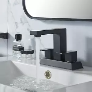 Black 2 Handle Centerset Bathroom Faucet,Matte Black 4 Inch Bathroom Sink Faucet - Picture 1 of 8