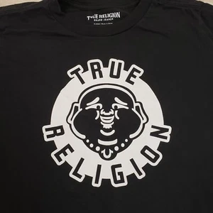 True Religion Youth Shirt XL Buddha Logo Tee Black T-Shirt - Picture 1 of 7