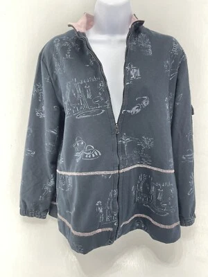 Erin London Pink/Black Jacket Top Zip Front W Low Collar See Description - Image 1 of 4