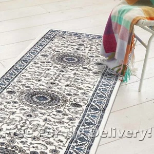 ROSA TRADITIONAL WHITE BLUE CLASSIC FLOOR RUG RUNNER 80x300cm **FREE DELIVERY** - Picture 1 of 4