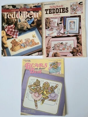 LOT OF 3 TEDDY BEAR THEME CROSS STITCH PATTERN BOOKLETS - Image 1 of 4