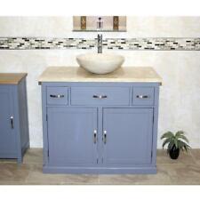 Bathroom Vanity Grey Painted Cabinet Wash Stand Travertine Top & Basin 1161G