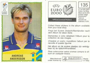 135 ANDREAS ANDERSSON # SCHWEDEN SCHWEDEN SCHWARZE RÜCKSEITE STICKER PANINI EURO 2000 - Bild 1 von 1
