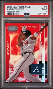 2003 Leaf Certified Materials ANDREW JONES Mirror Red /100 #16 PSA Mint 9 - Picture 1 of 2