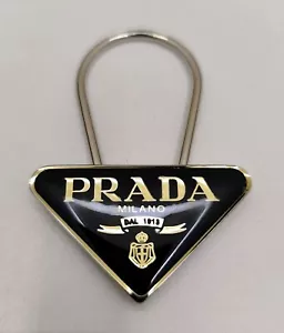 PRADA PORTACHIAVI LOGO TRIANGOLO Argento con Scatola - Imagen 1 de 5