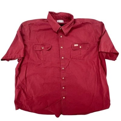 Carhartt 3XL Tall Red Short Sleeve Button Up Shirt Two Pocket Workwear - Image 1 of 4