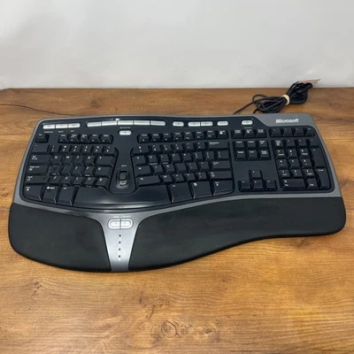 Microsoft Natural Ergonomic Keyboard 4000 KU-0462 USB Wired Black Adjustable Key - Image 1 of 4