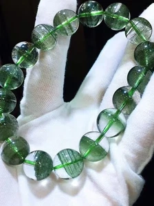 Natural Rare Green Phantom big  beads Quartz Bracelet Father's Day gift - Picture 1 of 5