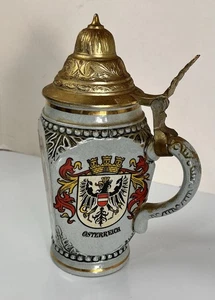 "Cerveza austriaca vintage Stein Salzburgo Tirol Austria con tapa Alemania #409 7,5""" - Imagen 1 de 20