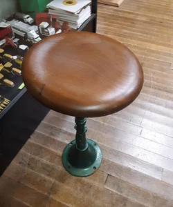 Antique Soda Fountain Drug Store Bar Stool CAST IRON & WOOD Vintage Chair - Picture 1 of 10