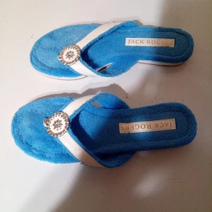 Jack Rogers Rosie Faux Fur Lined Thong Sandals Size 9M Fuzzy Blue - Picture 1 of 7