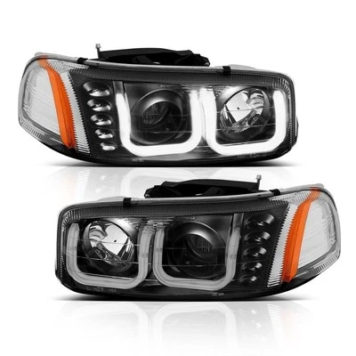 For 1999-2006 Gmc Sierra 1500 ANZO Projector Headlights W/ U-Bar Black - Image 1 of 4
