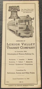 LVT Lehigh Valley Transit settembre 1944 orario ferroviario da Philadelphia ad Allentown - Foto 1 di 3