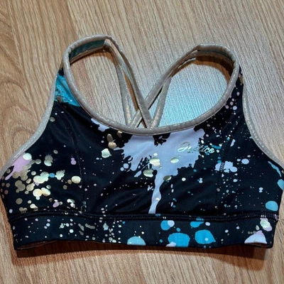 Sujetador deportivo Justice Girls XS 5/6 negro con múltiples salpicaduras brillantes yoga baile entrenamiento Foto 1 de 4