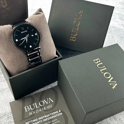 New Bulova Men's Futuro Modern 98D144 Black Quartz Calendar Watch 42 MM - Image 1 of 4