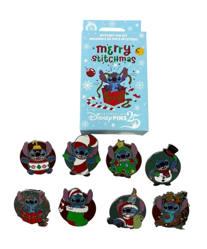 Disney Parks Merry Stitchmas Mystery Stitch Disney Pin Complete Set of 8 PINS - Image 1 of 1