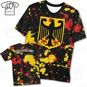 German Flag & Bundesadler T-Shirt, Grunge Style All Over Print Germany Tee - Picture 1 of 29