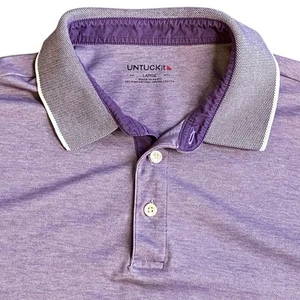 UNTUCKit Beaux Contrast Collar Polo Purple Short Sleeve Casual Men’s Size Large - Picture 1 of 11
