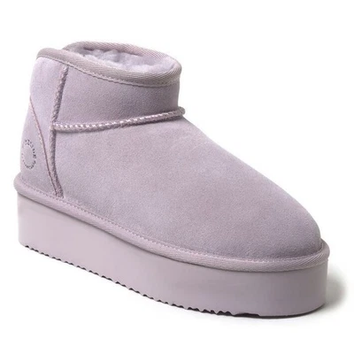 Fireside Dearfoams Kingston Genuine Shearling Platform Bootie Size 8 Lilac NEW - Image 1 of 4