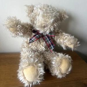 Gund Vintage Teddybär Plüsch goldbraun Shaggy Scruffy kariert Schleife sehr guter Zustand - Bild 1 von 6