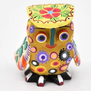 Handmade Alebrijes Oaxacan Owl Bird Painted Copal Wood Figurine Carving - Imagen 1 de 5