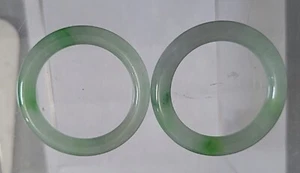 Green Jadeite Jade Small Ground Bar Bracelet bangle Pair 绿翡翠小手镯 t9 - Imagen 1 de 6