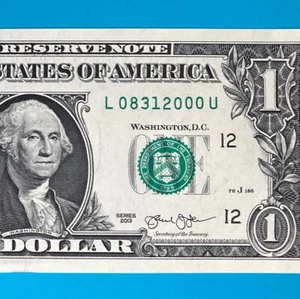 August 31, 2000 (L 08312000 U) BIRTHDAY Note $1 One Dollar Bill *UNC* - Picture 1 of 4