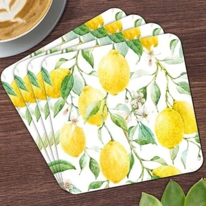 Set of 4 Gift Packed Lemon Grove Laminated Coasters Large Range In Stock - Picture 1 of 1